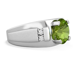 Peridot Men's 9Mm Round 14K White Gold ring R1822