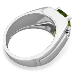 Peridot Men's 9Mm Round 14K White Gold ring R1822