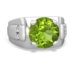 Peridot Men's 9Mm Round 14K White Gold ring R1822