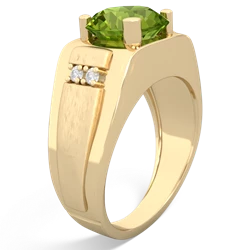 Peridot Men's 9Mm Round 14K Yellow Gold ring R1822