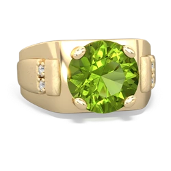 Peridot Men's 9Mm Round 14K Yellow Gold ring R1822