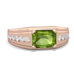 Peridot Men's Diamond Channel 14K Rose Gold ring R0500