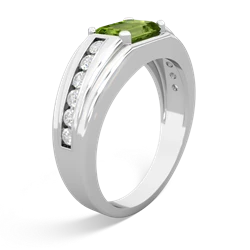 Peridot Men's Diamond Channel 14K White Gold ring R0500