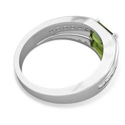 Peridot Men's Diamond Channel 14K White Gold ring R0500