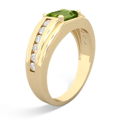 Peridot Men's Diamond Channel 14K Yellow Gold ring R0500