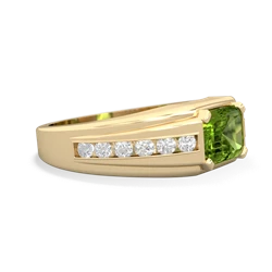 Peridot Men's Diamond Channel 14K Yellow Gold ring R0500