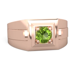 Peridot Men's Squared Circle 14K Rose Gold ring R0480