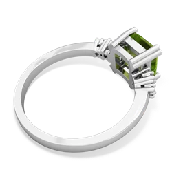 Peridot Art Deco Princess 14K White Gold ring R2014