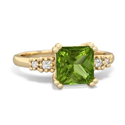 Peridot Art Deco Princess 14K Yellow Gold ring R2014