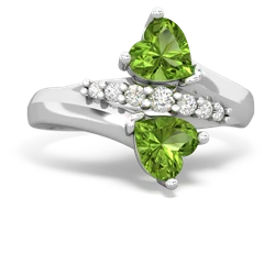 Peridot Heart To Heart 14K White Gold ring R2064