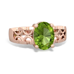 Peridot Art Deco Filigree 14K Rose Gold ring R2322