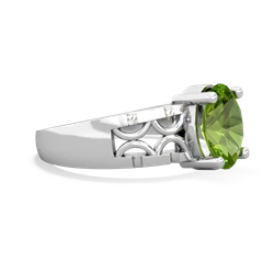 Peridot Art Deco Filigree 14K White Gold ring R2322