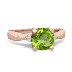 Peridot Cushion Rope 14K Rose Gold ring R2484