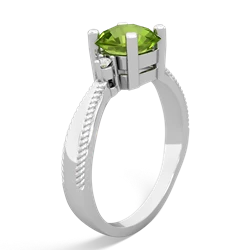 Peridot Cushion Rope 14K White Gold ring R2484