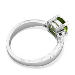 Peridot Cushion Rope 14K White Gold ring R2484