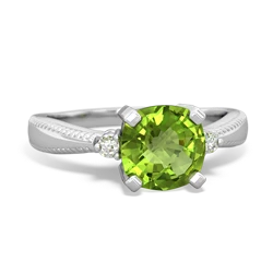 Peridot Cushion Rope 14K White Gold ring R2484