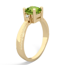 Peridot Cushion Rope 14K Yellow Gold ring R2484