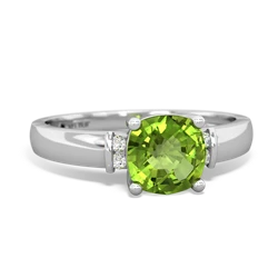 Peridot Simply Elegant Cushion 14K White Gold ring R2489