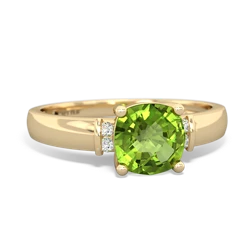 Peridot Simply Elegant Cushion 14K Yellow Gold ring R2489