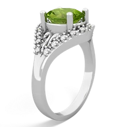 Peridot Antique Style Cocktail 14K White Gold ring R2564