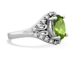 Peridot Antique Style Cocktail 14K White Gold ring R2564