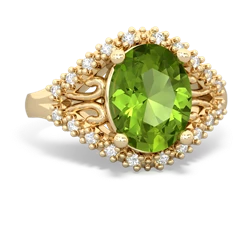 Peridot Antique Style Cocktail 14K Yellow Gold ring R2564