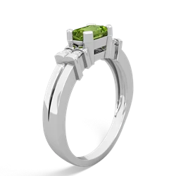 Peridot Art Deco East-West 14K White Gold ring R2590