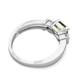 Peridot Art Deco East-West 14K White Gold ring R2590