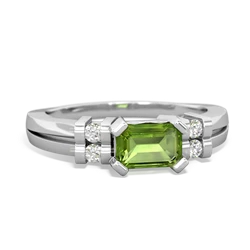 Peridot Art Deco East-West 14K White Gold ring R2590