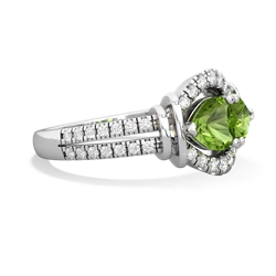 Peridot Art-Deco Keepsake 14K White Gold ring R5630