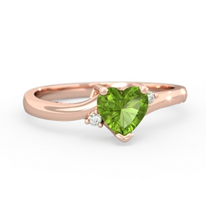 Peridot Delicate Heart 14K Rose Gold ring R0203