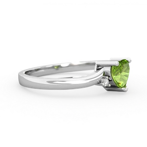 Peridot Delicate Heart 14K White Gold ring R0203