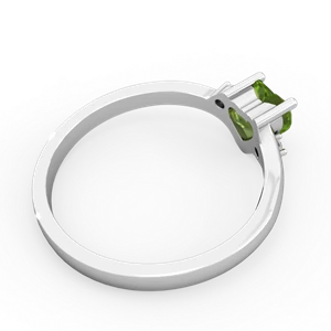 Peridot Delicate Heart 14K White Gold ring R0203