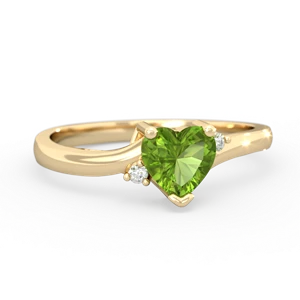 Peridot Delicate Heart 14K Yellow Gold ring R0203
