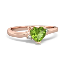 Peridot Delicate Heart 14K Rose Gold ring R0203