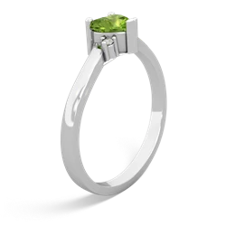 Peridot Delicate Heart 14K White Gold ring R0203