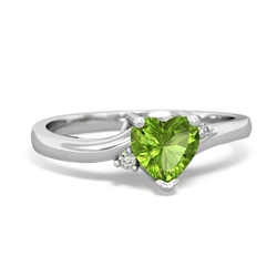 Peridot Delicate Heart 14K White Gold ring R0203