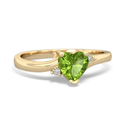 Peridot Delicate Heart 14K Yellow Gold ring R0203