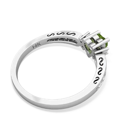 Peridot Filligree Scroll Heart 14K White Gold ring R2429