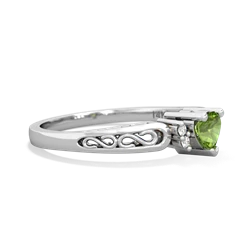 Peridot Filligree Scroll Heart 14K White Gold ring R2429