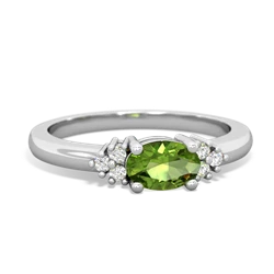 Peridot Simply Elegant East-West 14K White Gold ring R2480