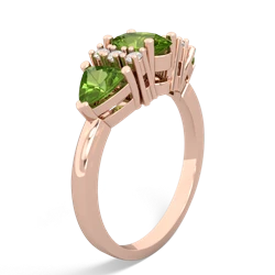 Peridot Antique Style Three Stone 14K Rose Gold ring R2186