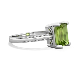 Peridot Milgrain Scroll 14K White Gold ring R2338