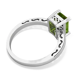 Peridot Milgrain Scroll 14K White Gold ring R2338