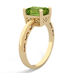 Peridot Milgrain Scroll 14K Yellow Gold ring R2338