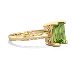 Peridot Milgrain Scroll 14K Yellow Gold ring R2338