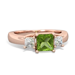 Thumbnail for Peridot Three Stone Trellis 14K Rose Gold ring R4015 - top view