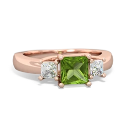 Peridot Three Stone Trellis 14K Rose Gold ring R4015