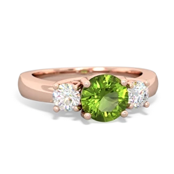 Peridot Diamond Three Stone Round Trellis 14K Rose Gold ring R4018