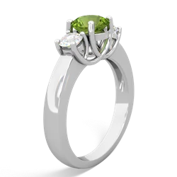 Peridot Diamond Three Stone Round Trellis 14K White Gold ring R4018